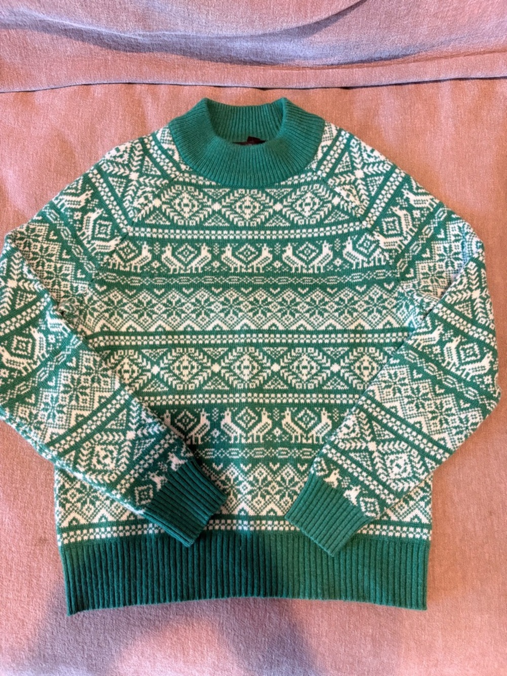 J.Crew green/white fair isle sweater